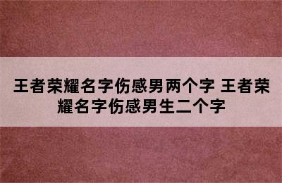 王者荣耀名字伤感男两个字 王者荣耀名字伤感男生二个字